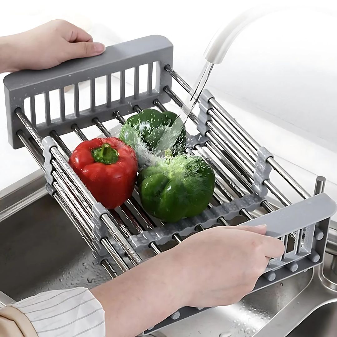 Retractable Over-the-Sink Dish Drying Rack
