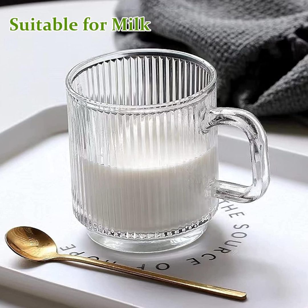 6 PACK Premium Glass Coffee Mugs with Handle