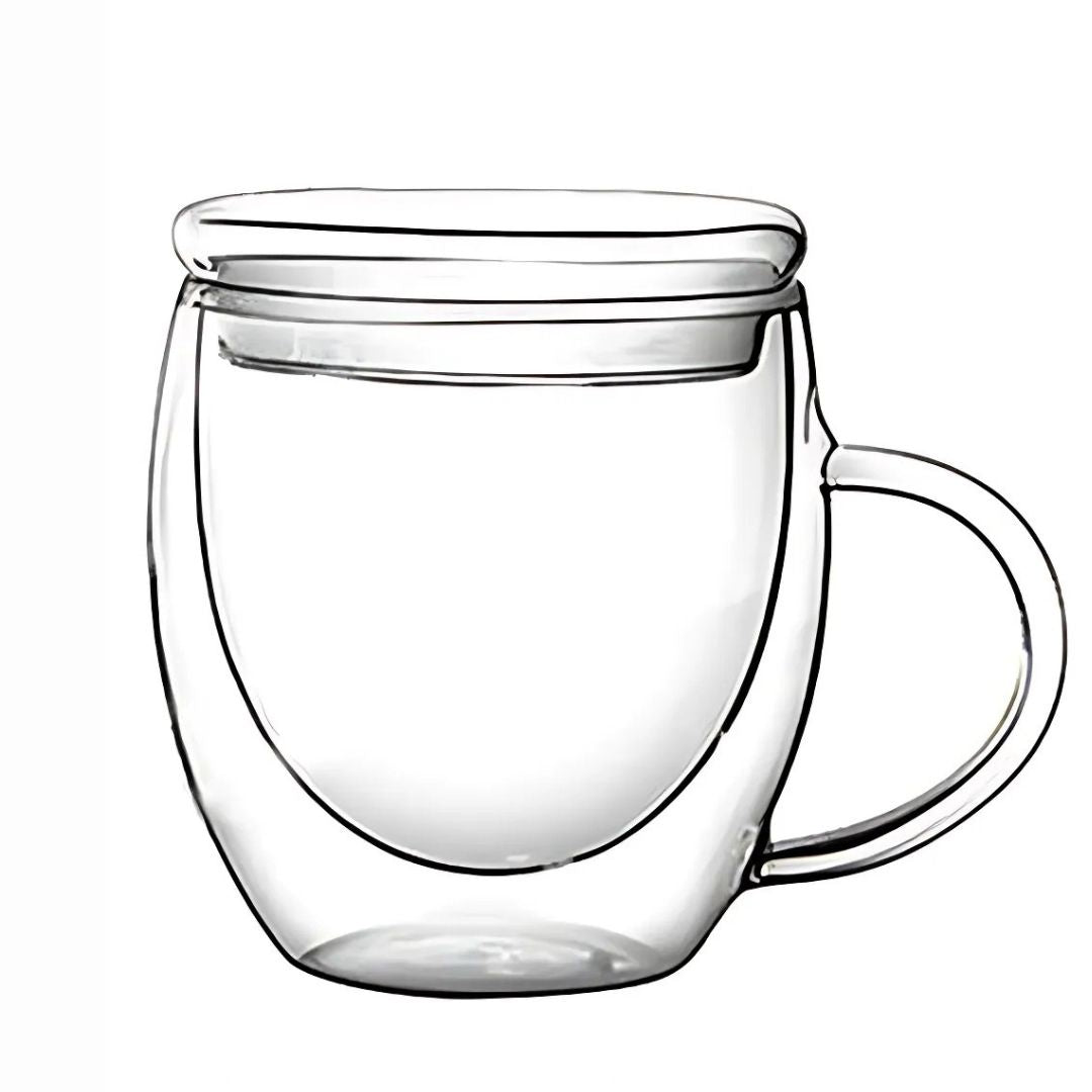 Double Wall Glass Mug with Lid