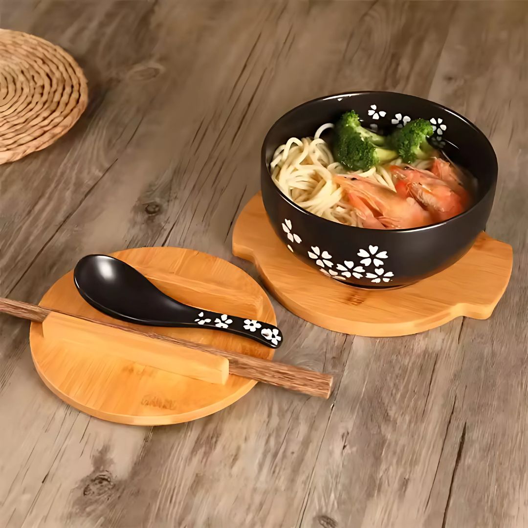 Japanese Handpainted Ramen Bowl Set