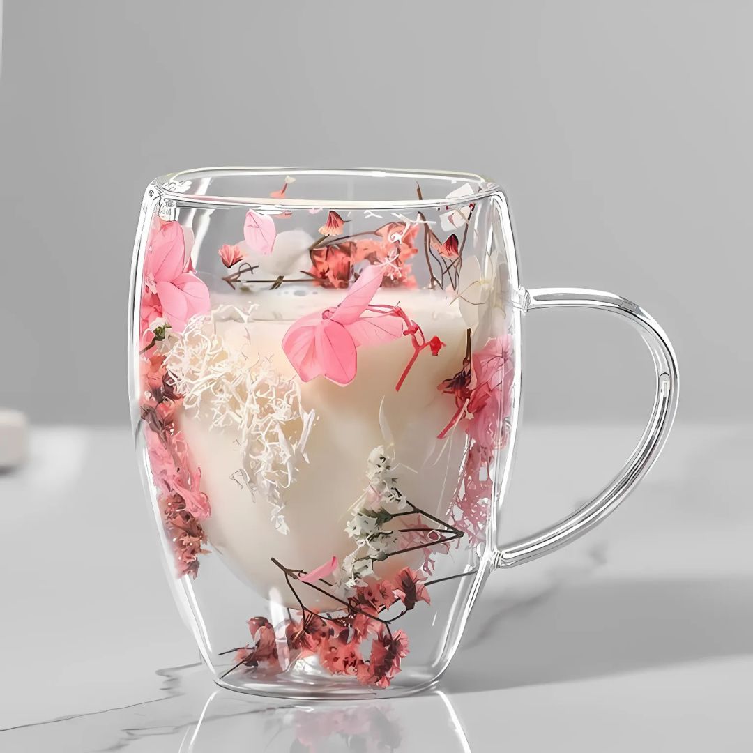 Coffee Mug with Dried Flowers