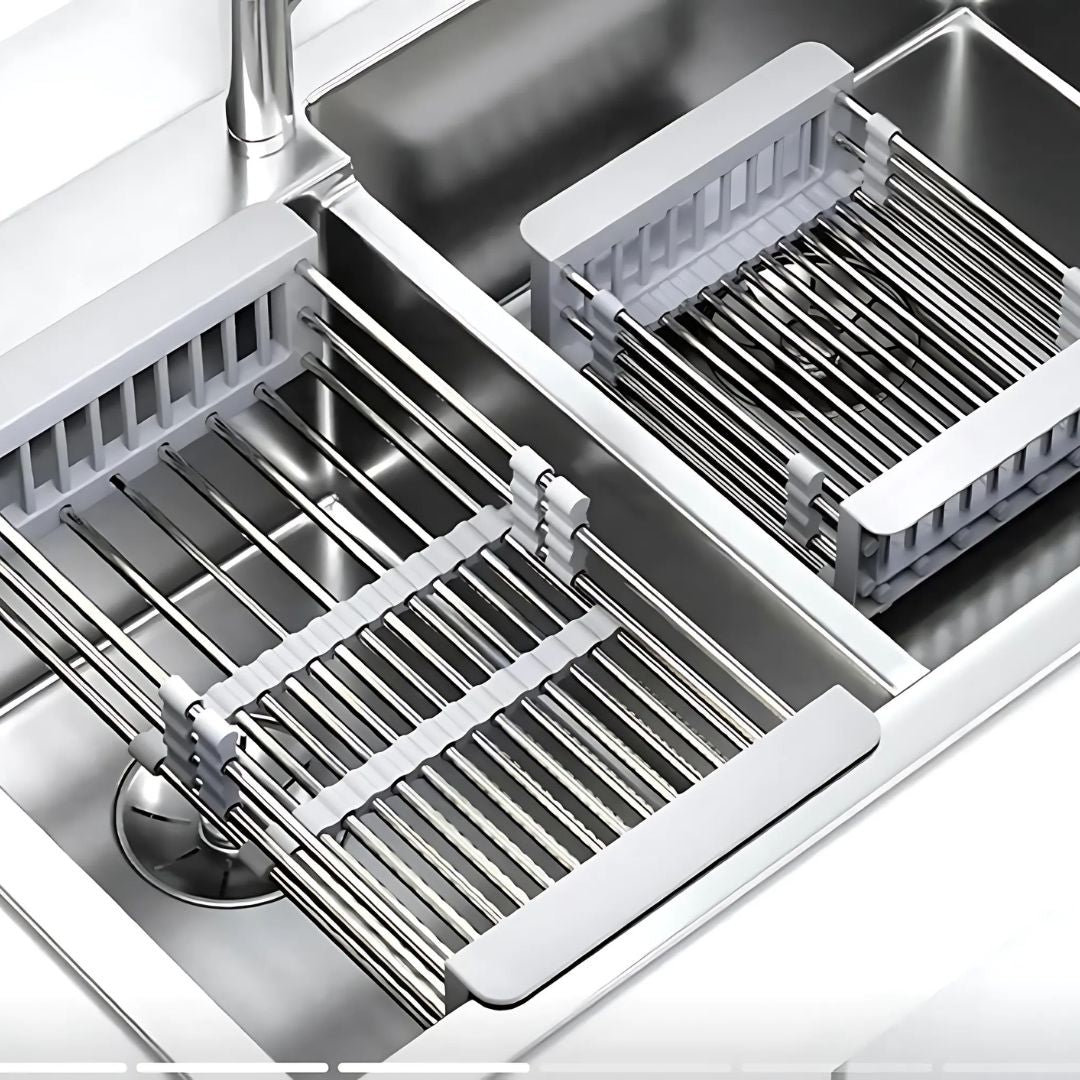 Retractable Over-the-Sink Dish Drying Rack