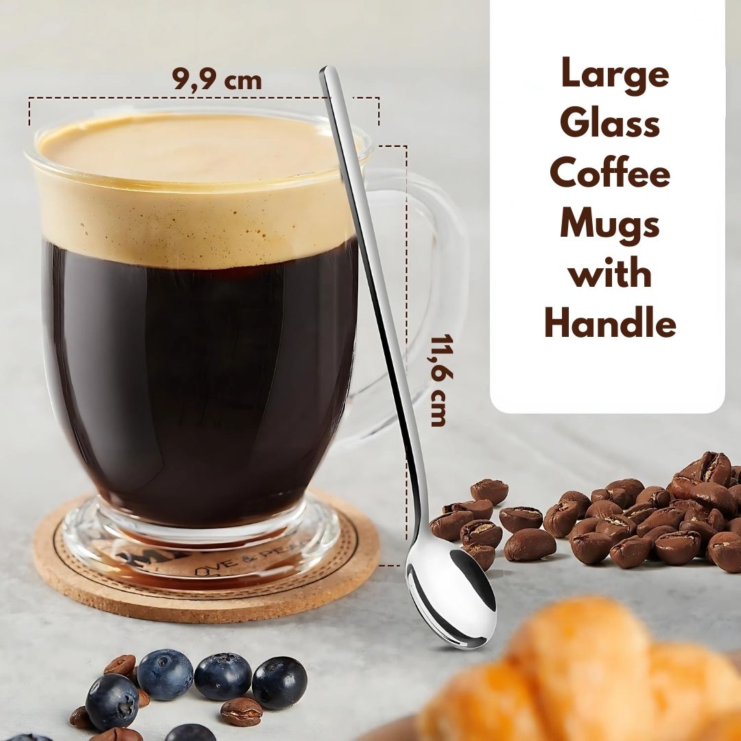 Large Glass Coffee Mugs with Handle