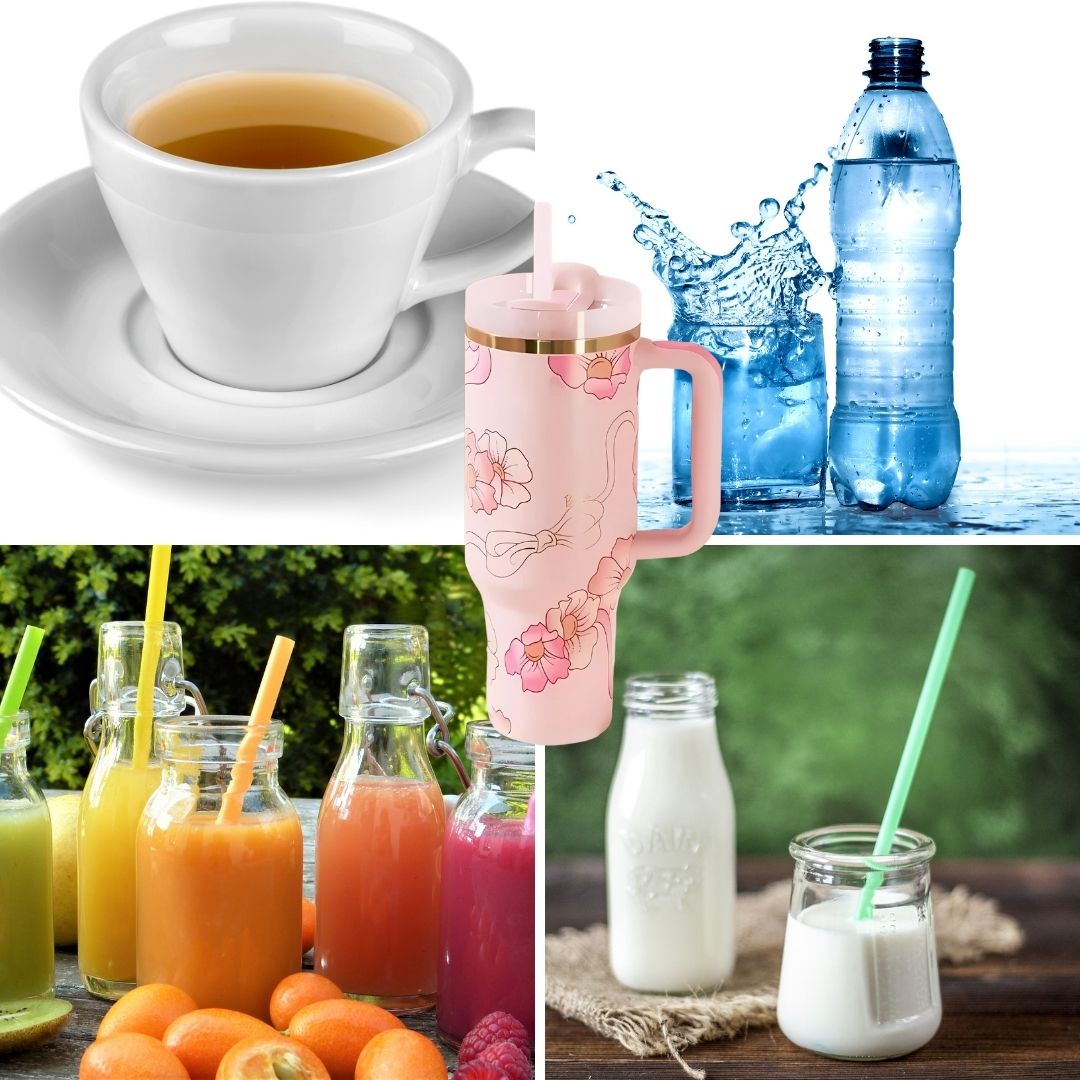 Floral Pattern Insulated Tumbler With Handle And Straw