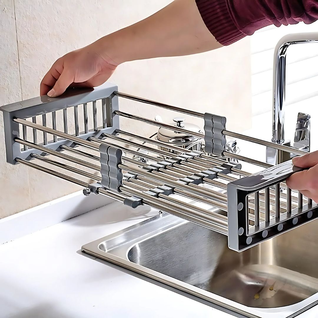 Retractable Over-the-Sink Dish Drying Rack
