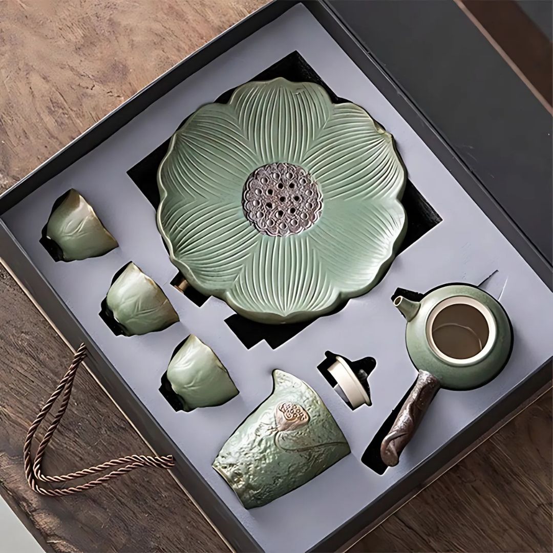 Japanese Petal Side Grip Kung Fu Teapot Set