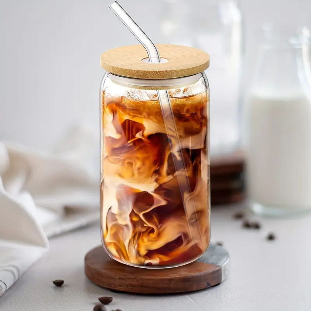 6 Pcs Can Shaped Glass Cups Beer & Ice Coffee Glasses