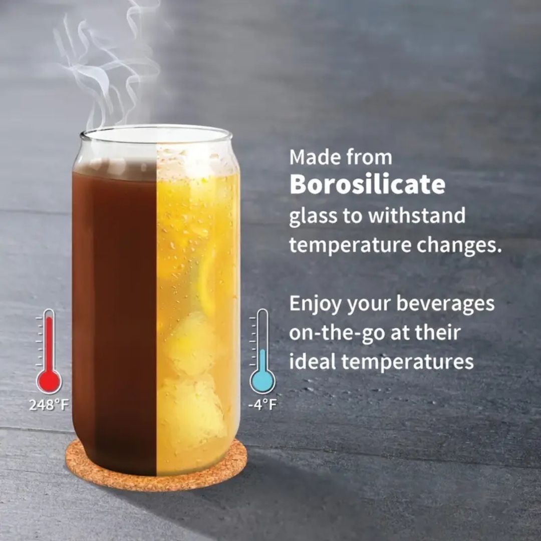 Glass Cups with Lids and Straws 4 pcs