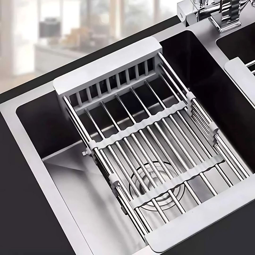 Retractable Over-the-Sink Dish Drying Rack