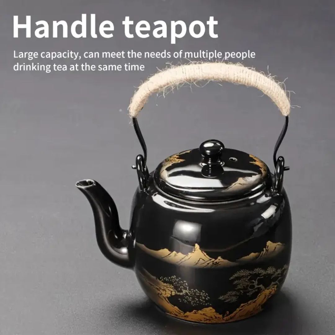 Japanese Blue Landscape Tea Set With Tray