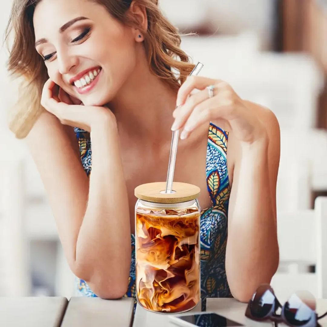 6 Pcs Can Shaped Glass Cups Beer & Ice Coffee Glasses