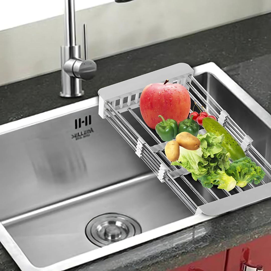 Retractable Over-the-Sink Dish Drying Rack