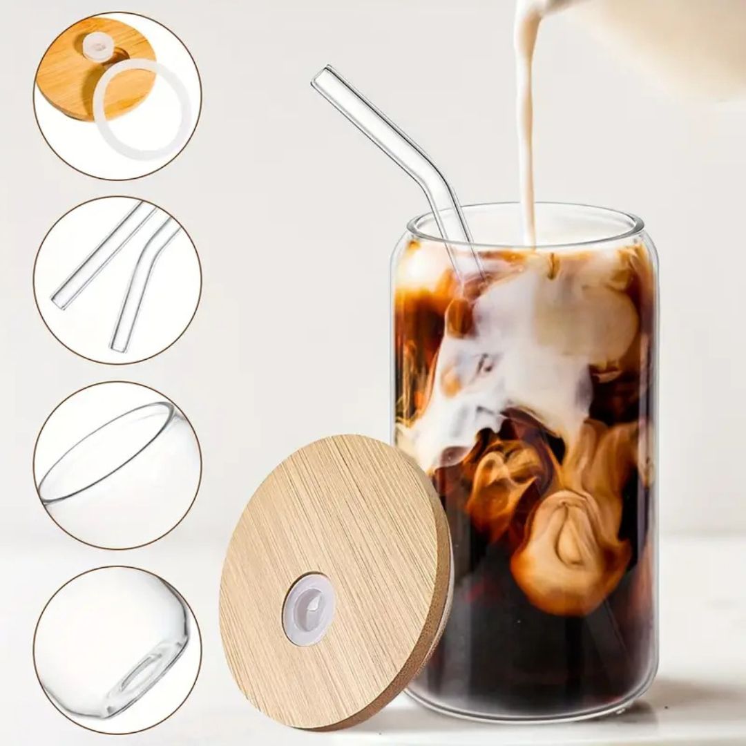 6 Pcs Can Shaped Glass Cups Beer & Ice Coffee Glasses