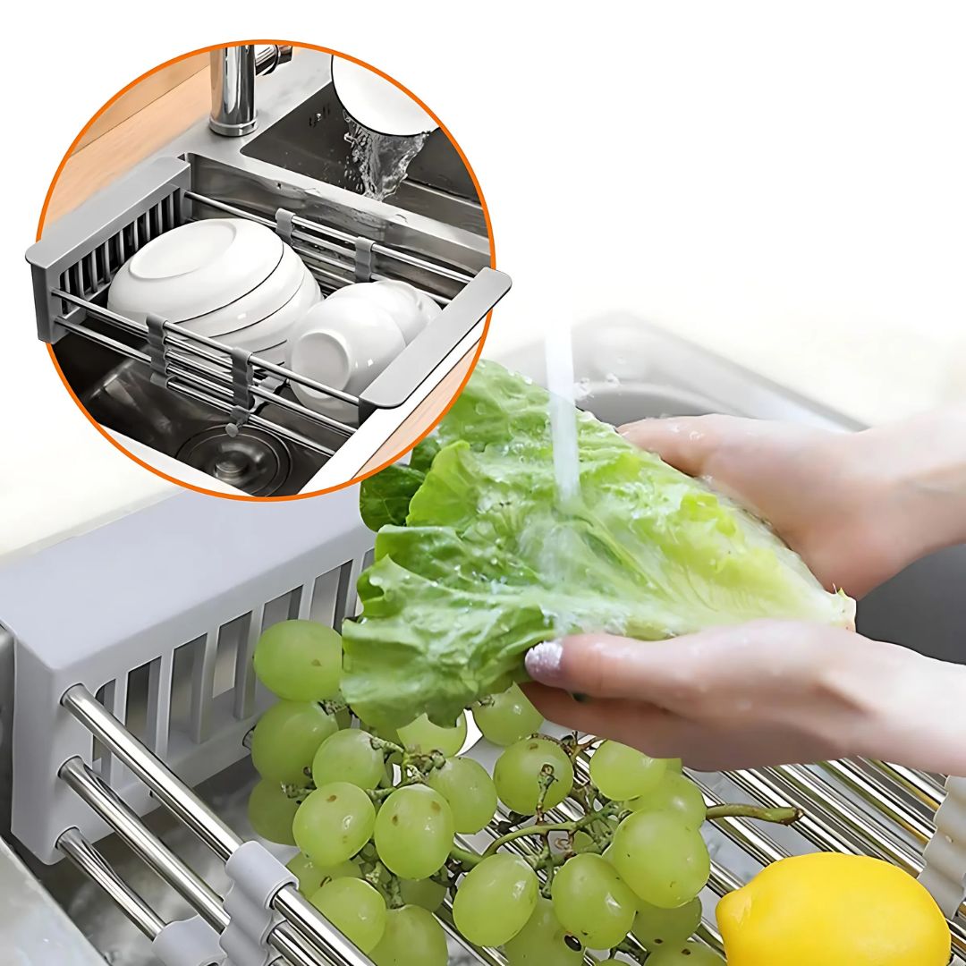 Retractable Over-the-Sink Dish Drying Rack