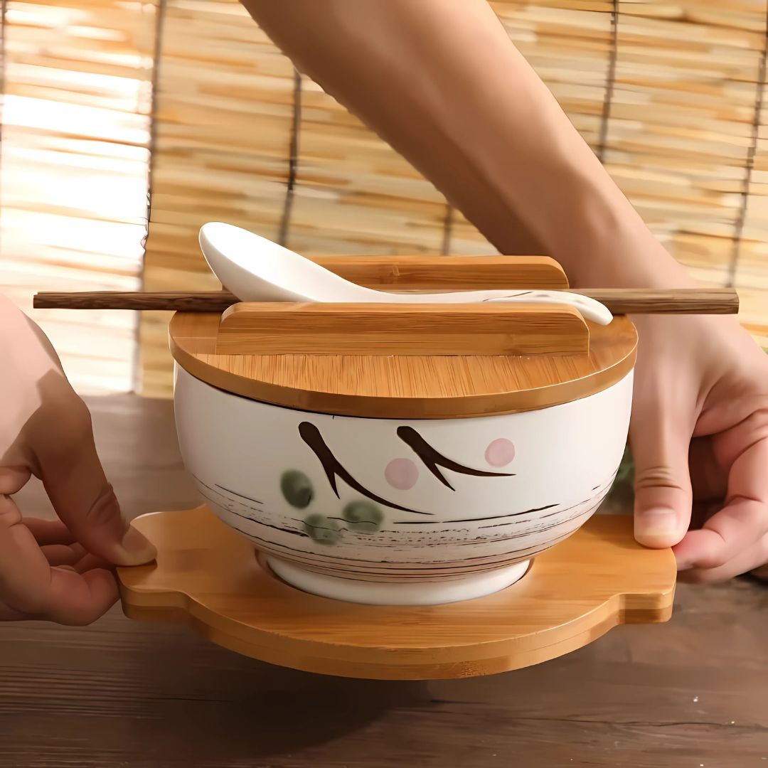 Japanese Handpainted Ramen Bowl Set