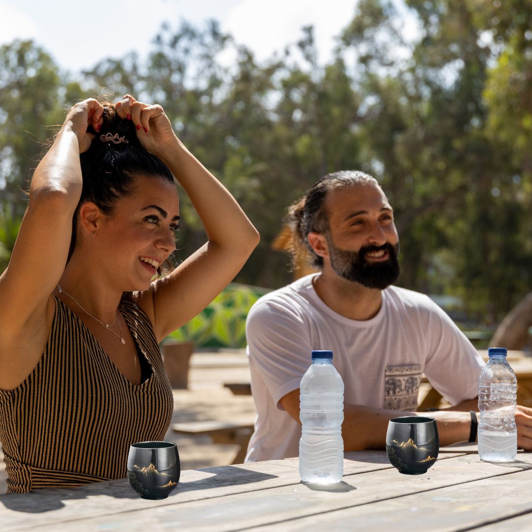 Japanese Blue Landscape Tea Set With Tray