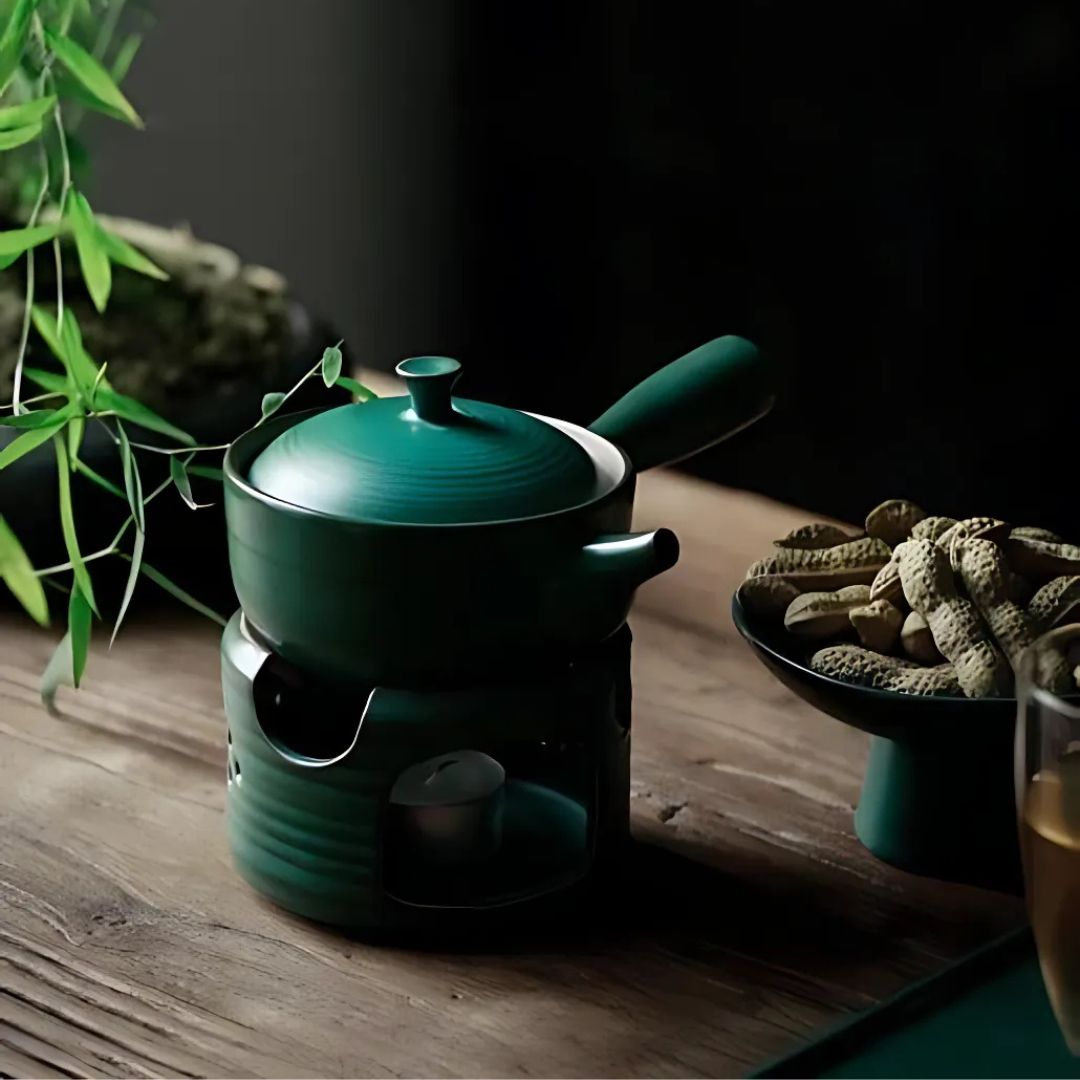 Japanese Style Side Grip Ceramic Glaze Teapot Set