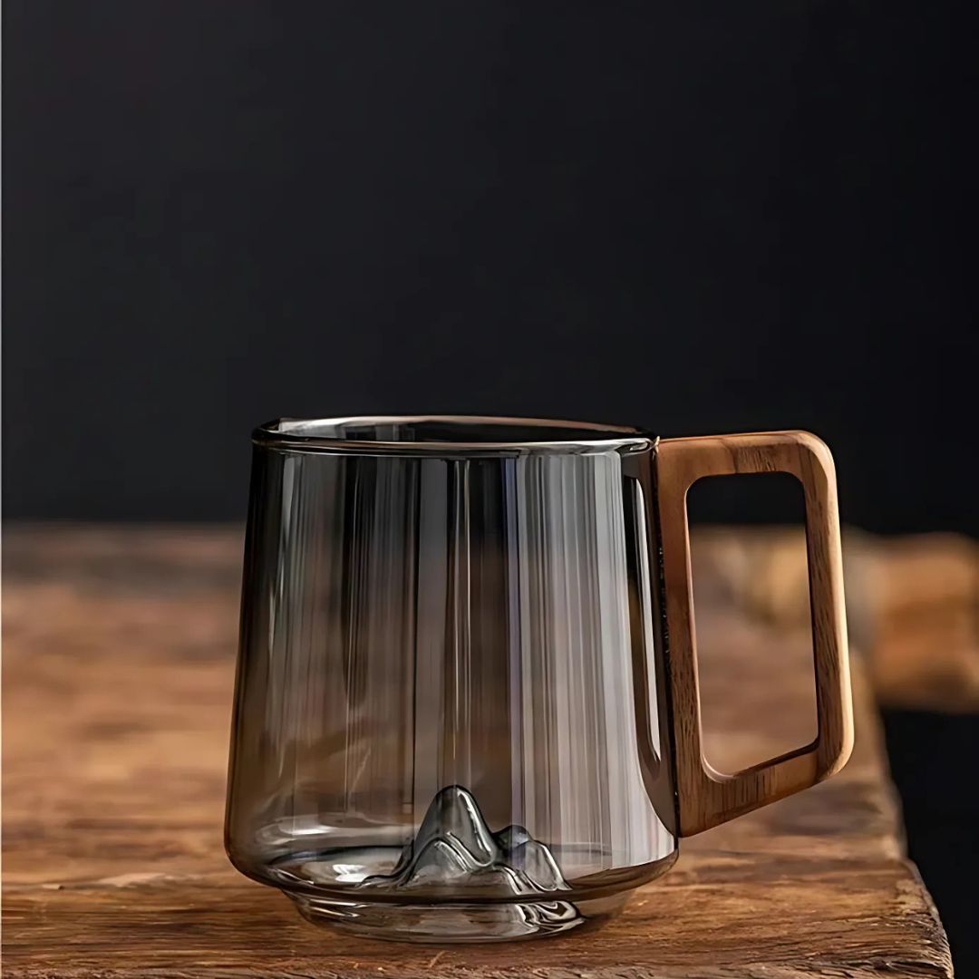 Guanshan Glass Cup with Wooden Handle