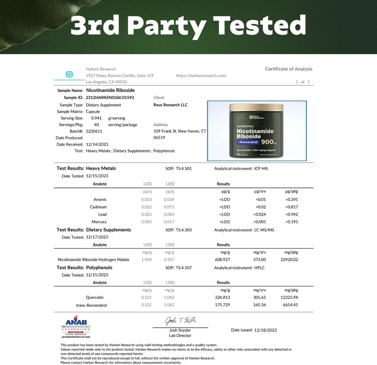 NAD+ Supplement for Skin Aging Support, Energy, and Focus