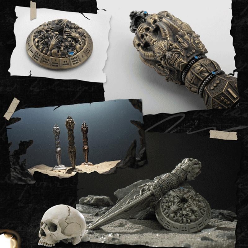 💀Metal Wand Skull Dice & Bone RPG Dice Set