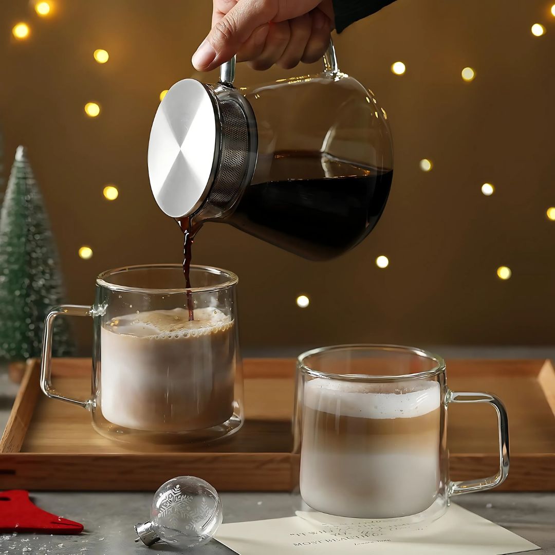 Double Wall Hand-Blown Glass Mugs