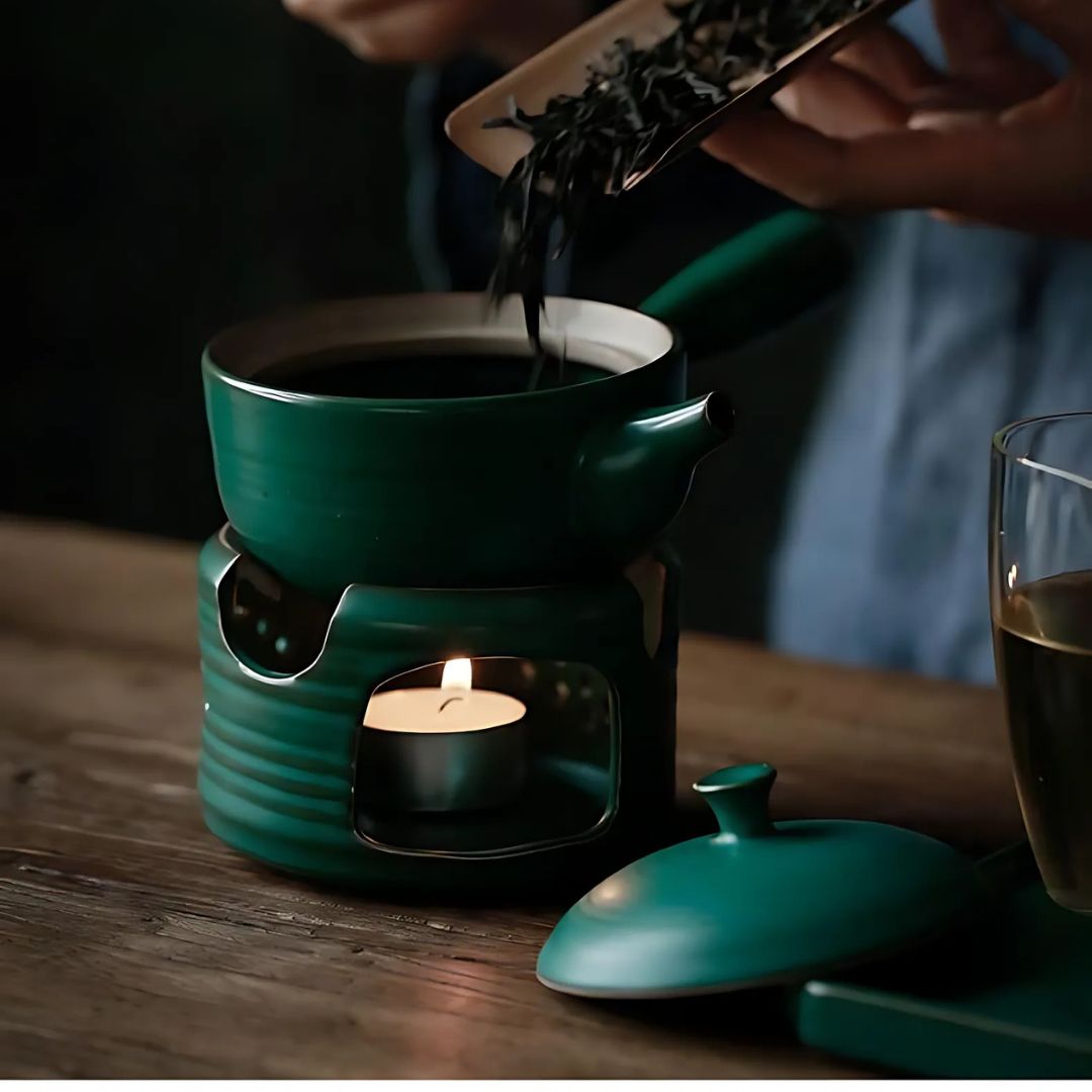 Japanese Style Side Grip Ceramic Glaze Teapot Set