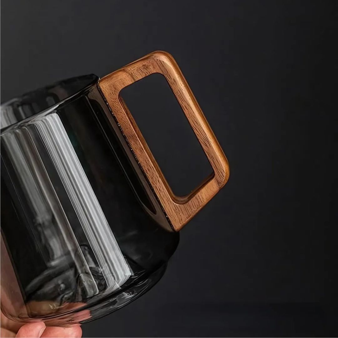Guanshan Glass Cup with Wooden Handle