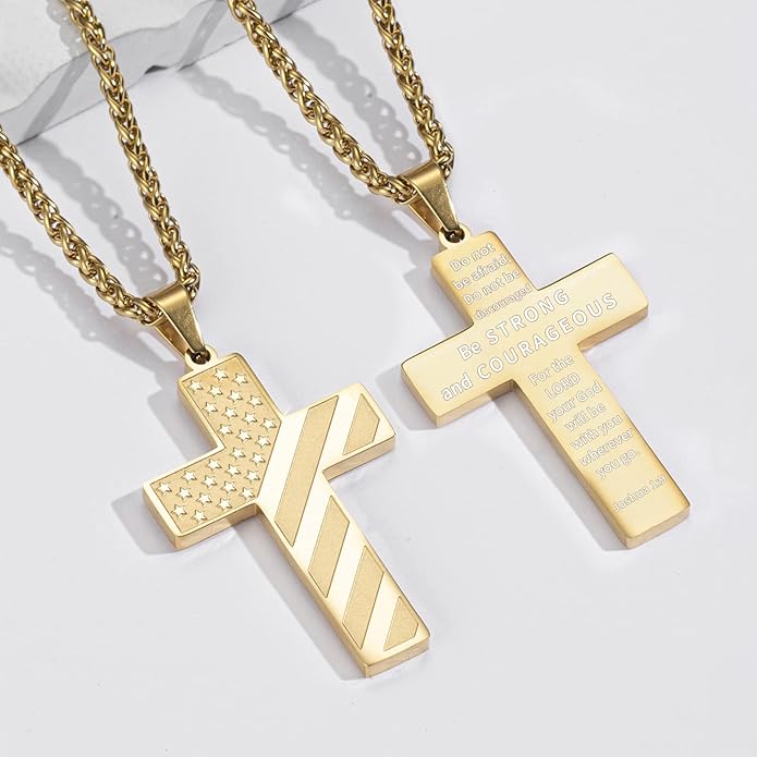 IronPride Cross American Flag Cross Necklace