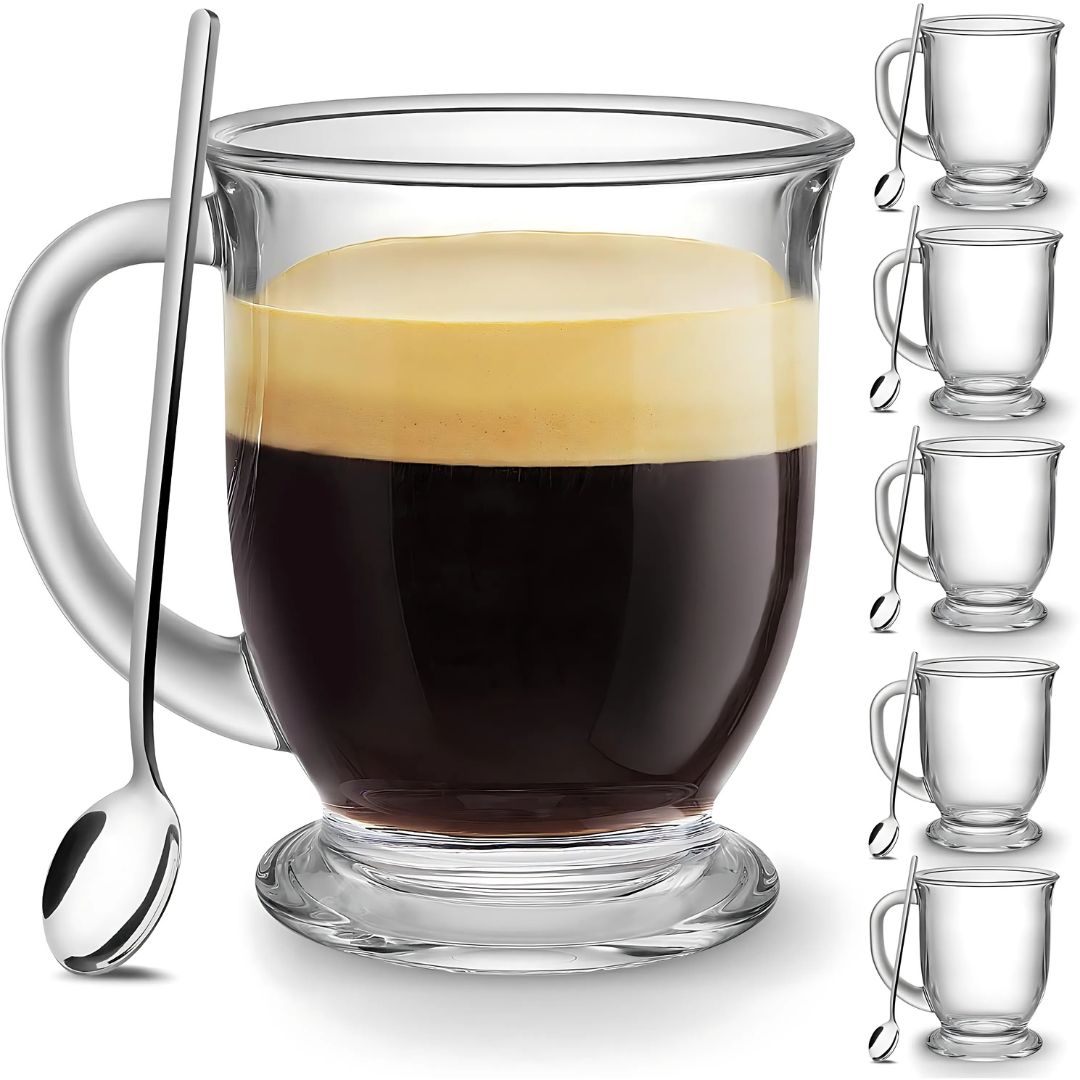 Large Glass Coffee Mugs with Handle