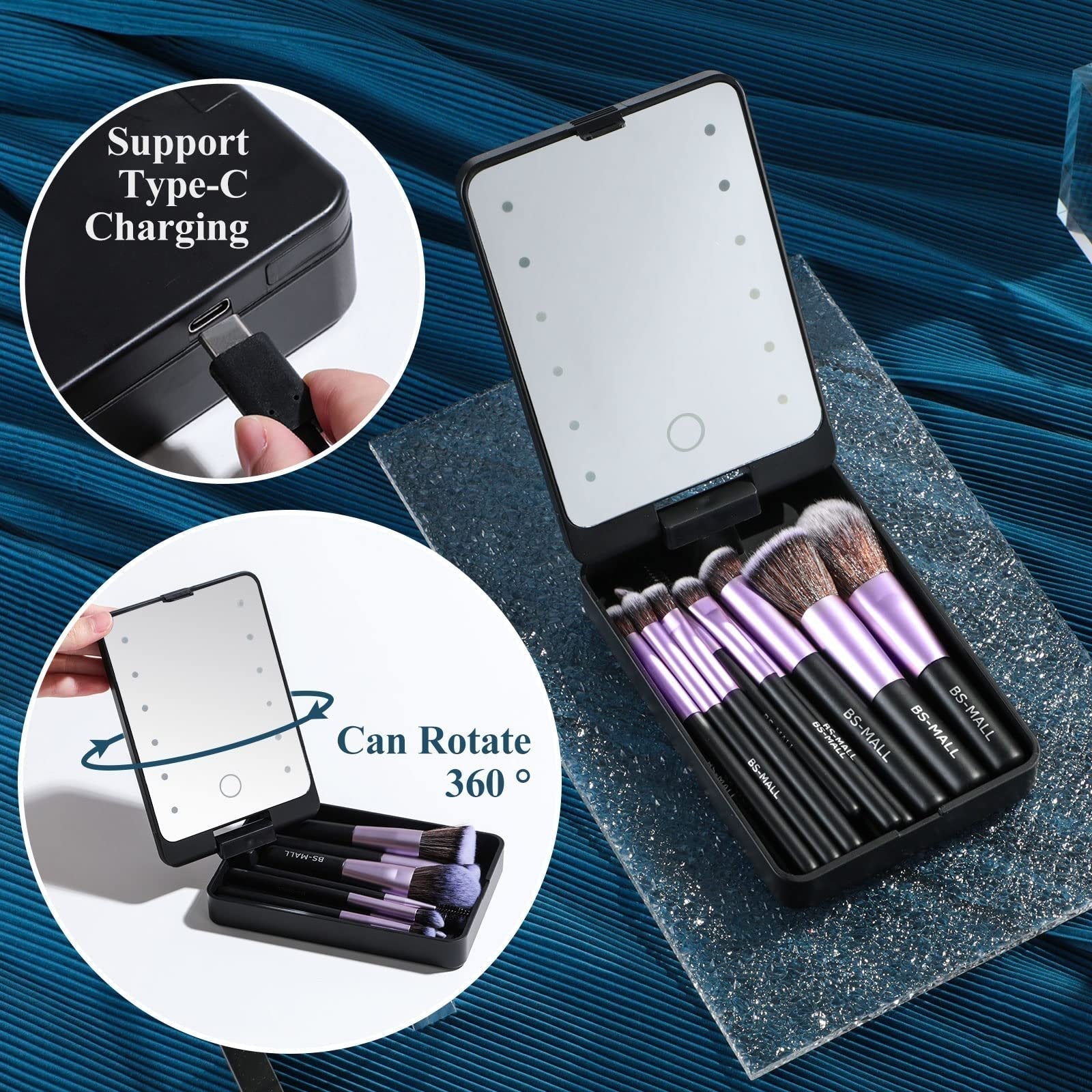 🔥🔥Travel Makeup Brush Set  with LED light