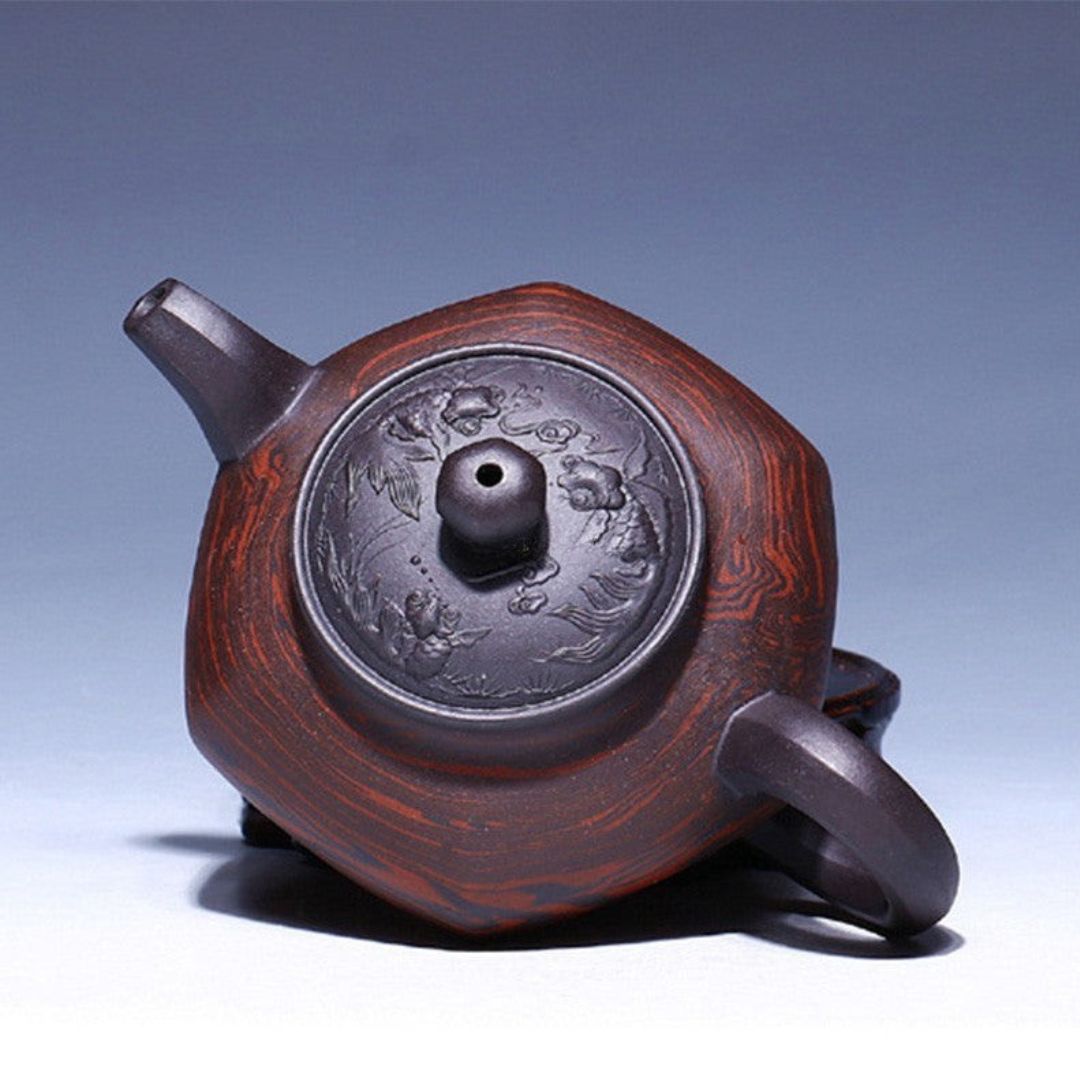 Old Purple Clay Hexagonal Teapot