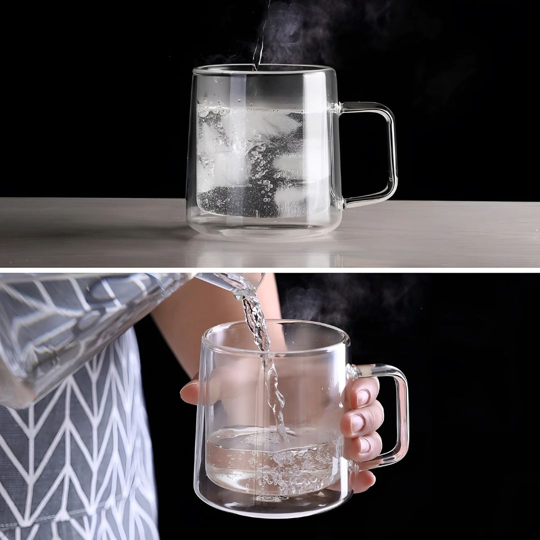 Double Wall Hand-Blown Glass Mugs