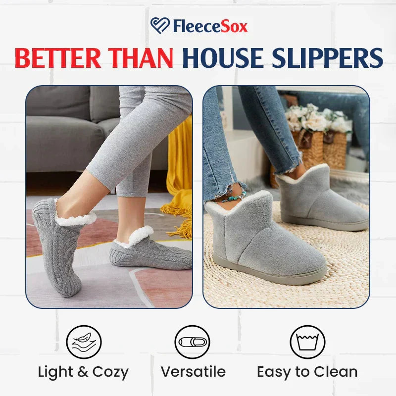 Fleece-Lined Non-Slip Thermal Slippers Socks