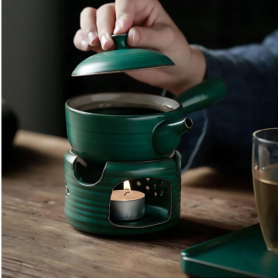 Japanese Style Side Grip Ceramic Glaze Teapot Set