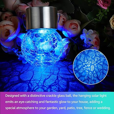 Multicolor Crackle Glass Hanging Solar Light