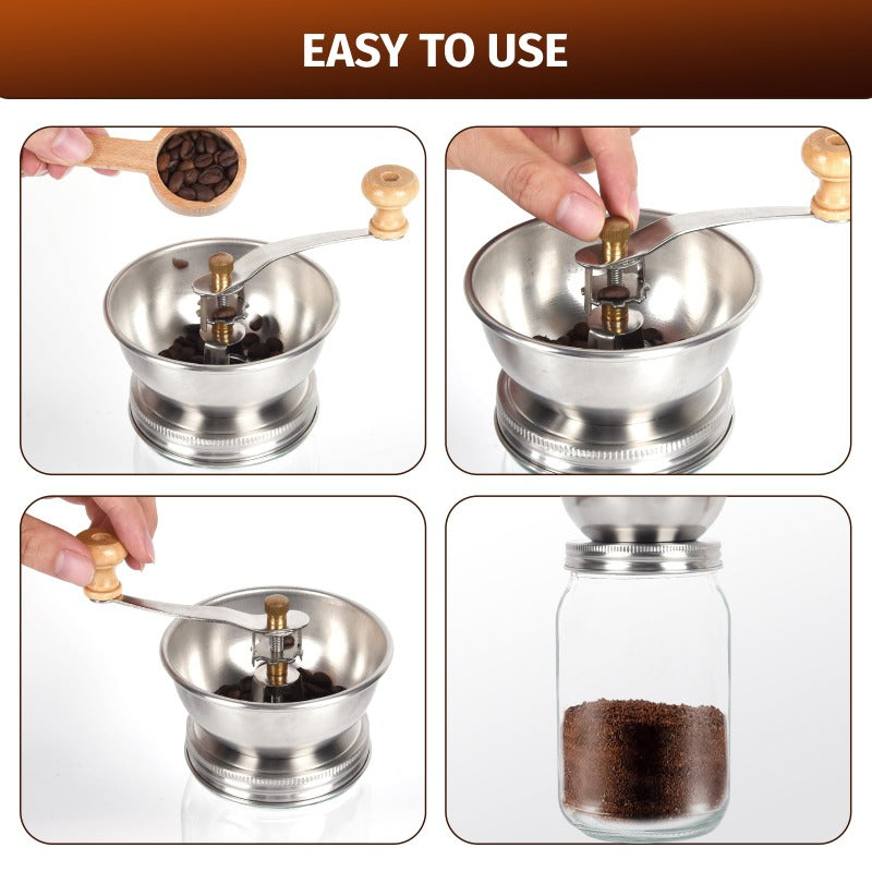 Manual Coffee Grinder Lid for Mason Jars – Adjustable & Portable