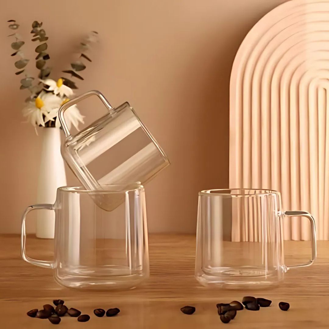 Double Wall Hand-Blown Glass Mugs