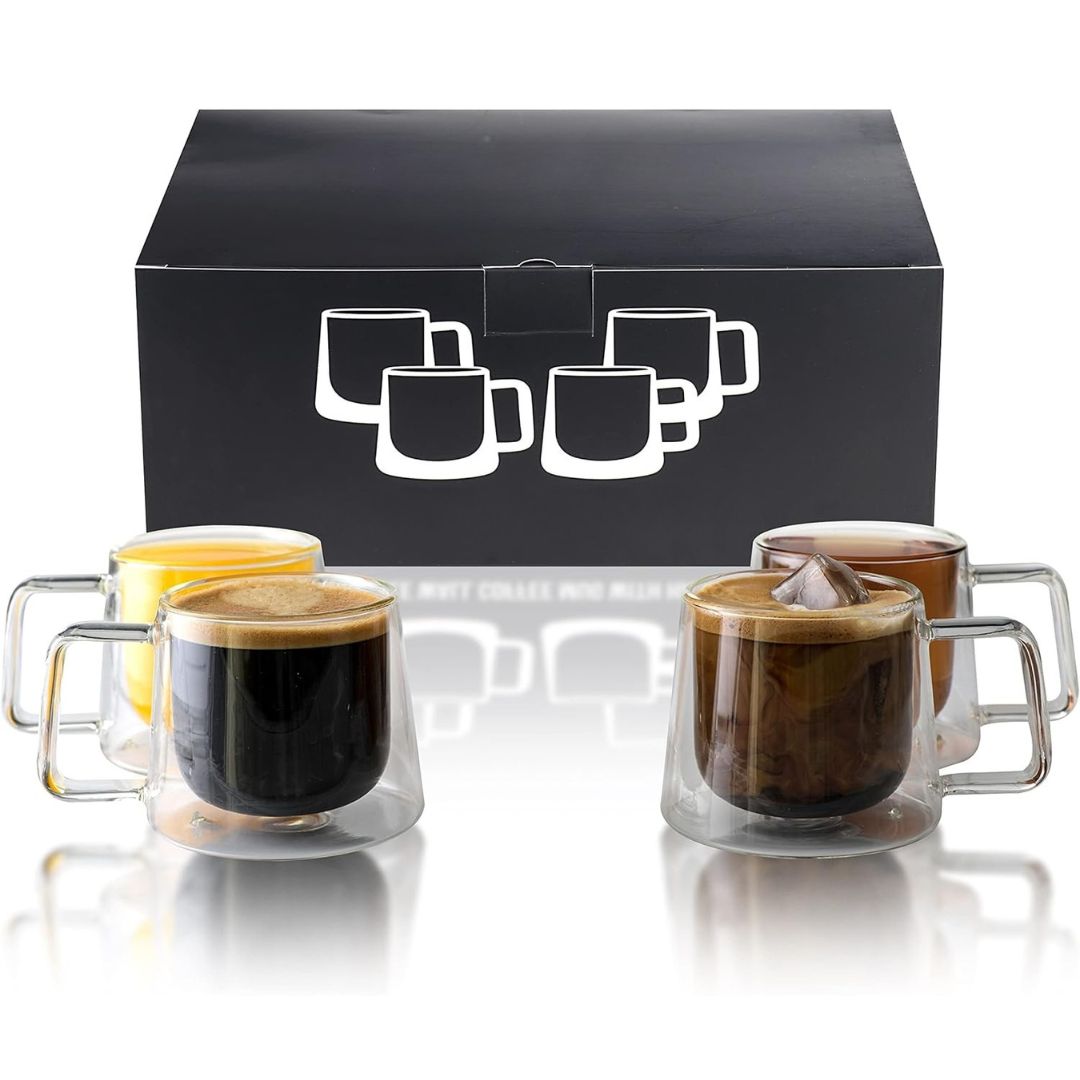 Double Walled Glass Coffee Drink Mug with Handle