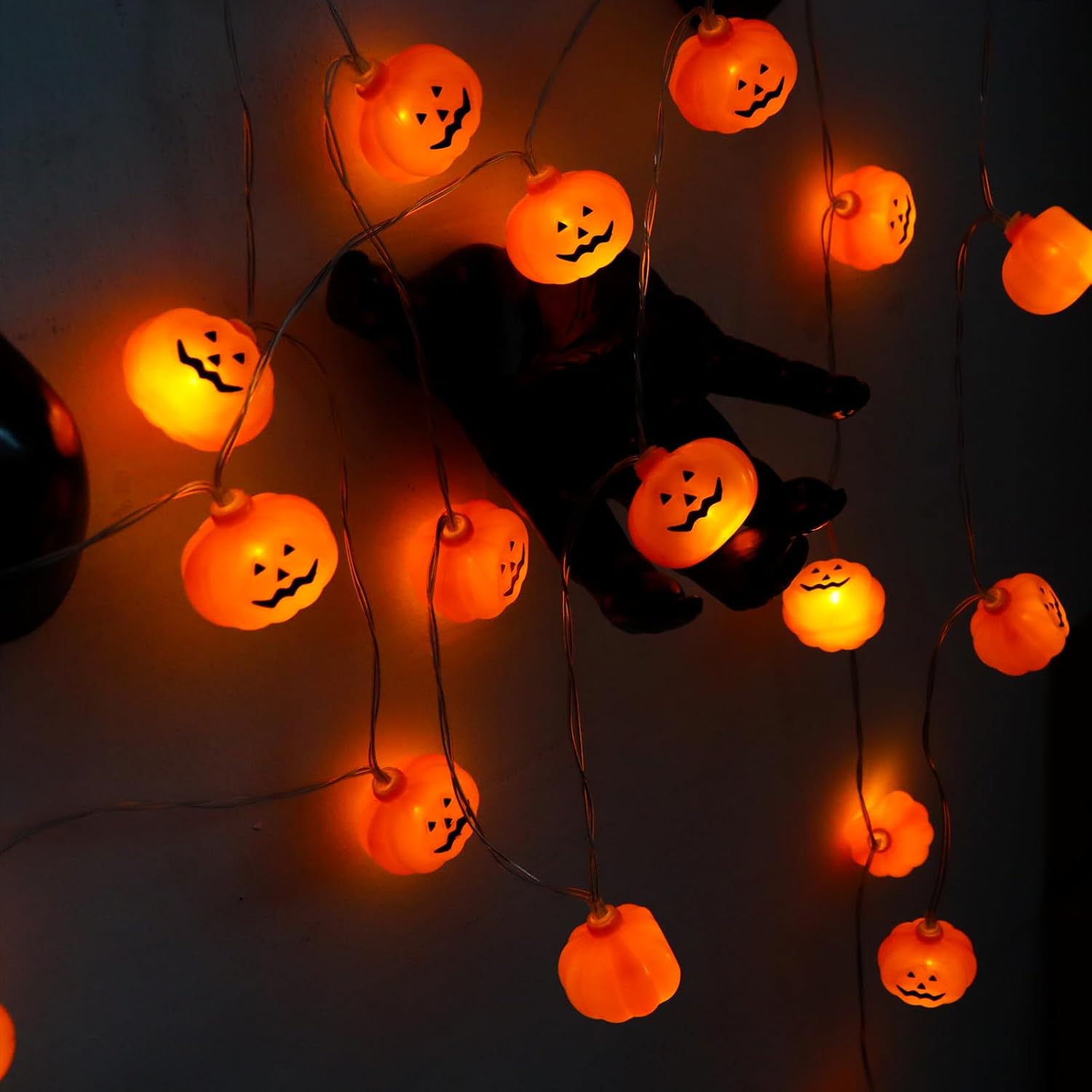 Halloween Pumpkin String Lights 9.8Ft 20 LED Battery Powered Indoor Outdoor Decor