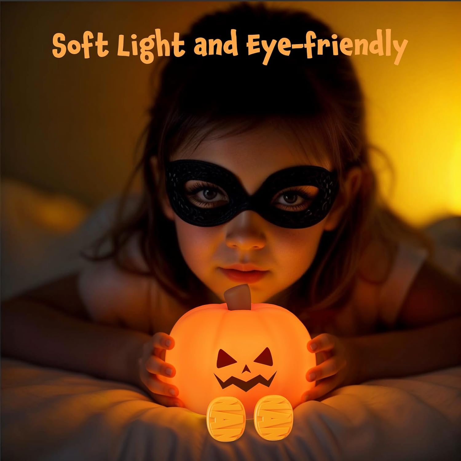 Kids Pumpkin Silicone Night Light Rechargeable Timer Touch Control Lamp