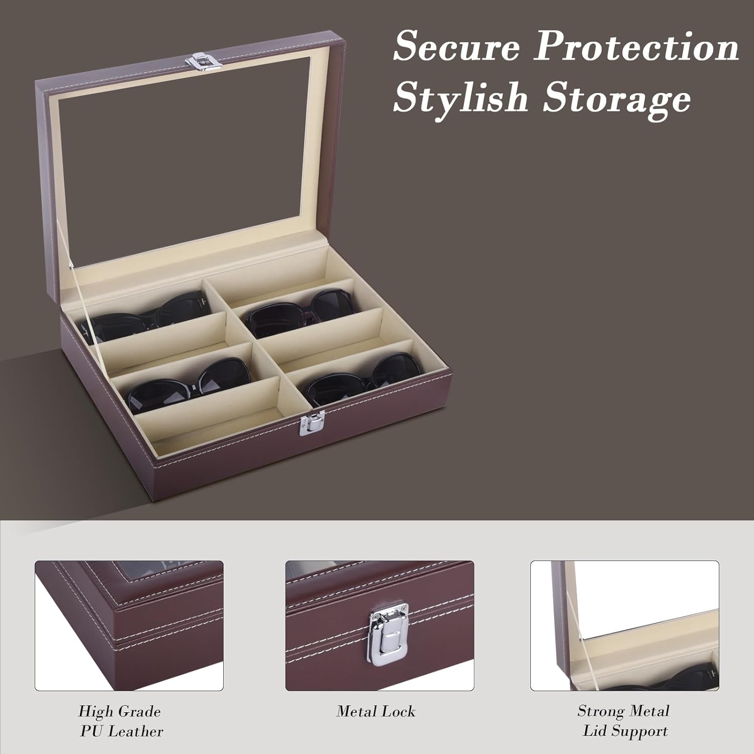 Leather 8 Piece Eyeglasses Storage