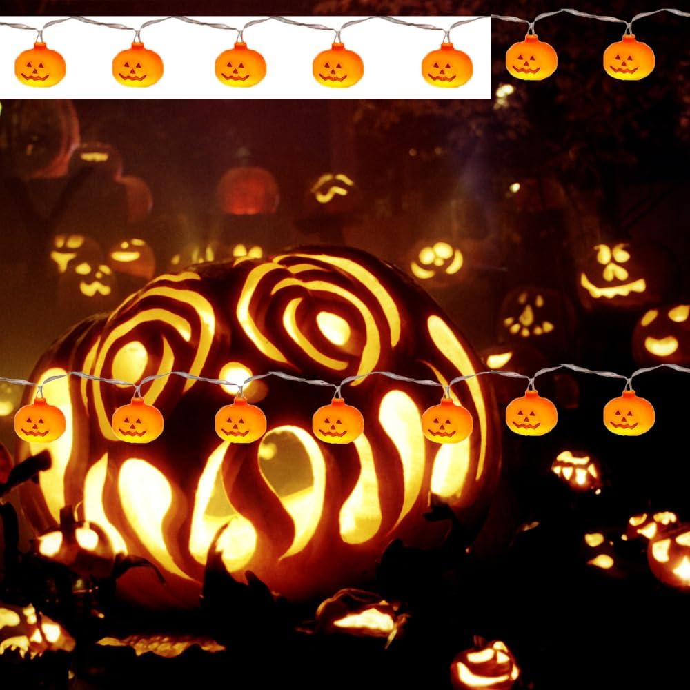 Halloween Pumpkin String Lights 20 LED 3M Battery Operated Indoor Outdoor
