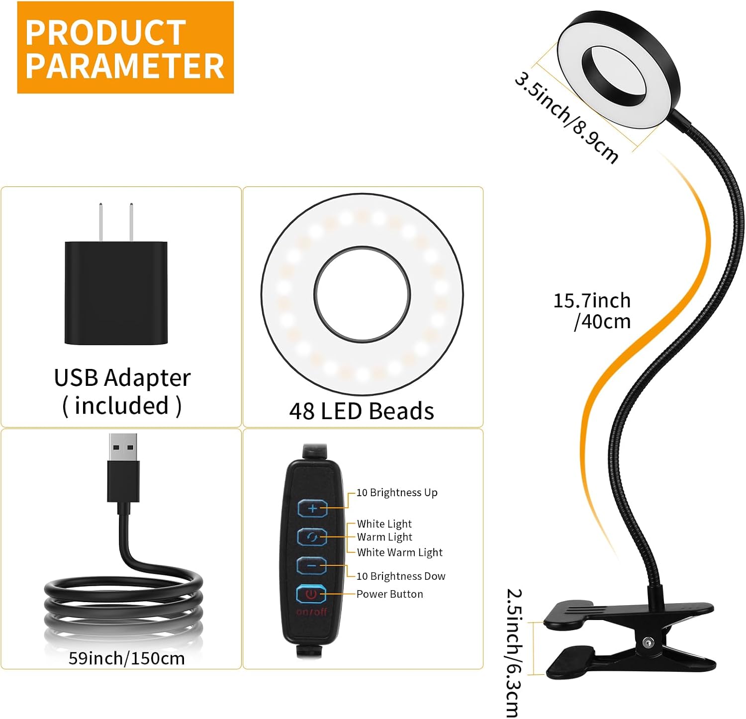 Desk Lamp Clip on Light