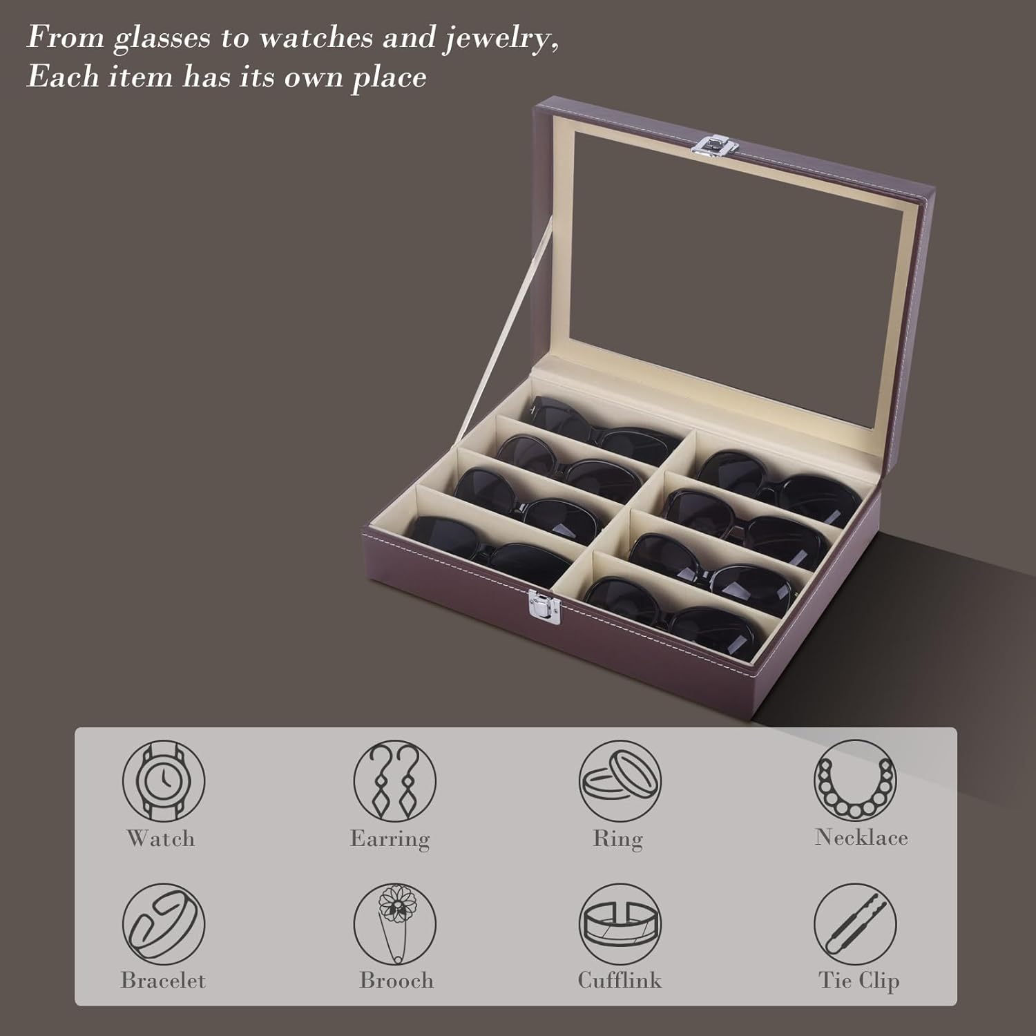 Leather 8 Piece Eyeglasses Storage