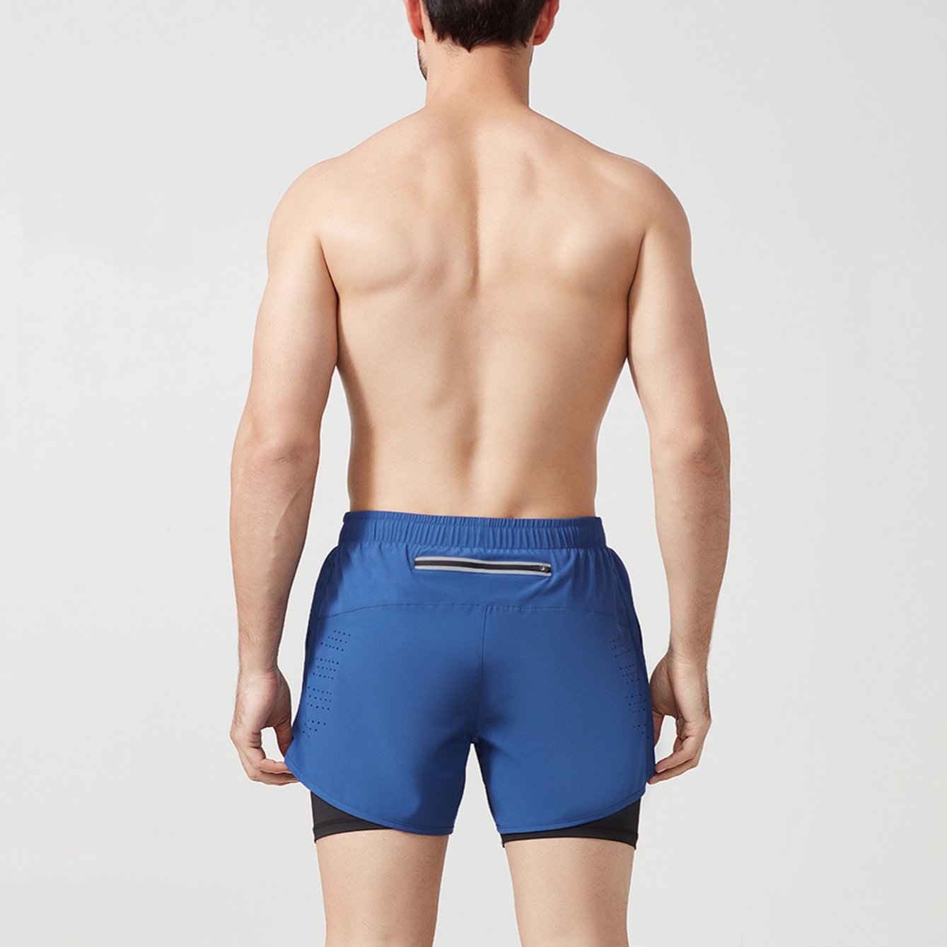 Men's 2 In 1 Running Shorts Quick Dry Gym Athletic Workout Shorts With Phone Pockets