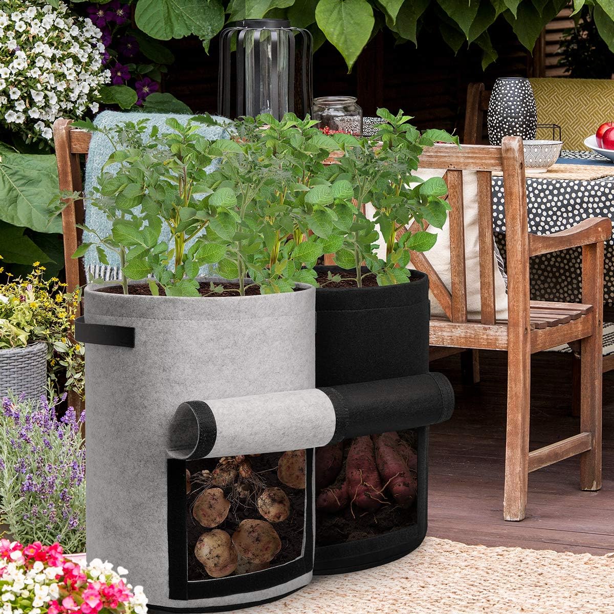 5/7/10/15 Gallon Potato Planting Growing Thickened Nonwoven Plant Fabric Pot Nursery Bags for Home Gardening