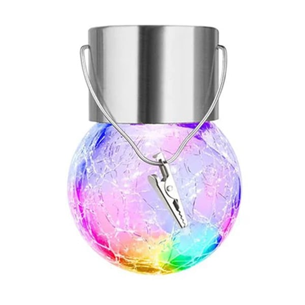 Multicolor Crackle Glass Hanging Solar Light
