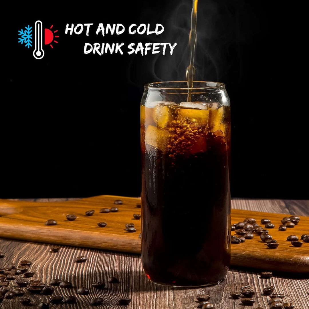 6 Pcs Can Shaped Glass Cups Beer & Ice Coffee Glasses