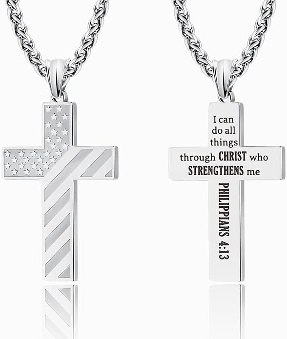 IronPride Cross American Flag Cross Necklace