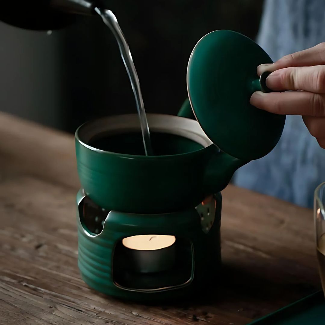 Japanese Style Side Grip Ceramic Glaze Teapot Set